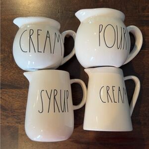 White Ceramic Pitcher Set with Black Lettering (4 set)